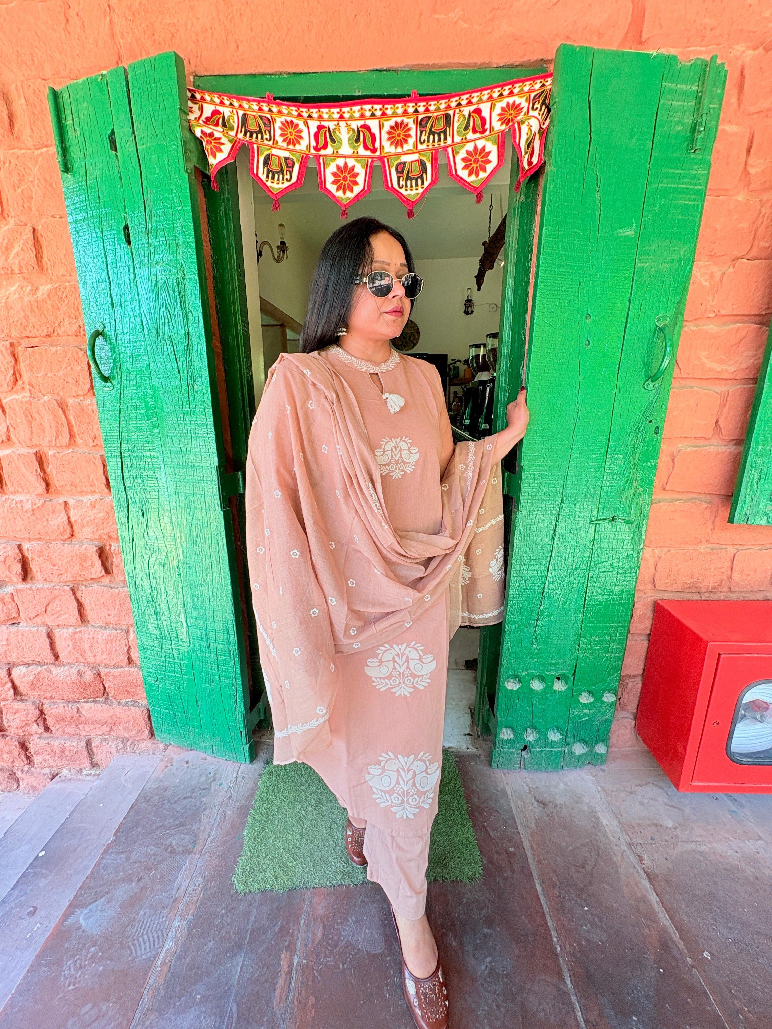 Soft Beige Ethnic Kurta Set with Dupatta