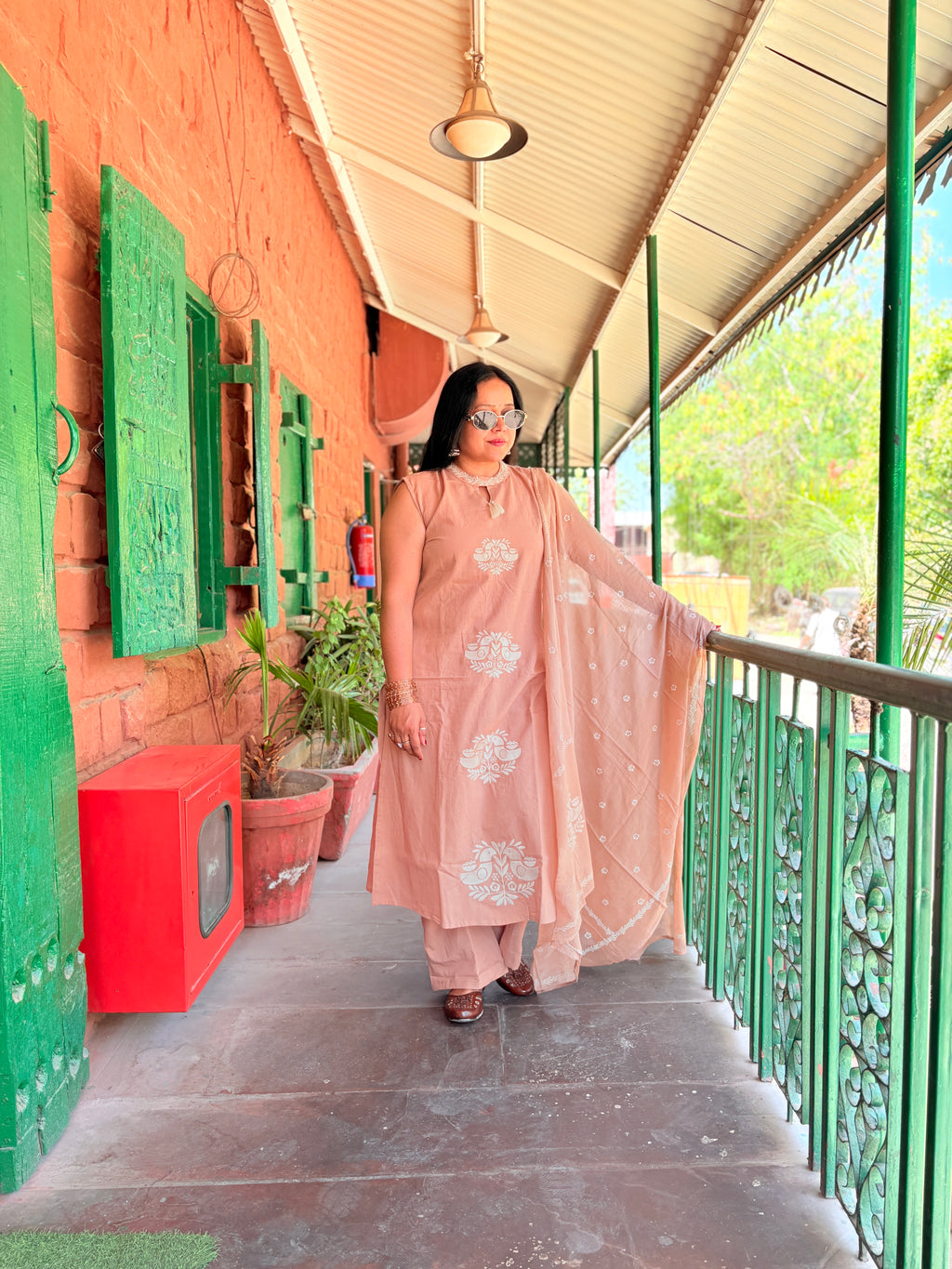 Soft Beige Ethnic Kurta Set with Dupatta