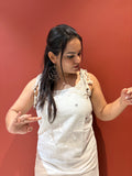 Women's Off-White Linen Co-Ord Set | Sleeveless Kurta & Straight Pant Set | Rangriti House