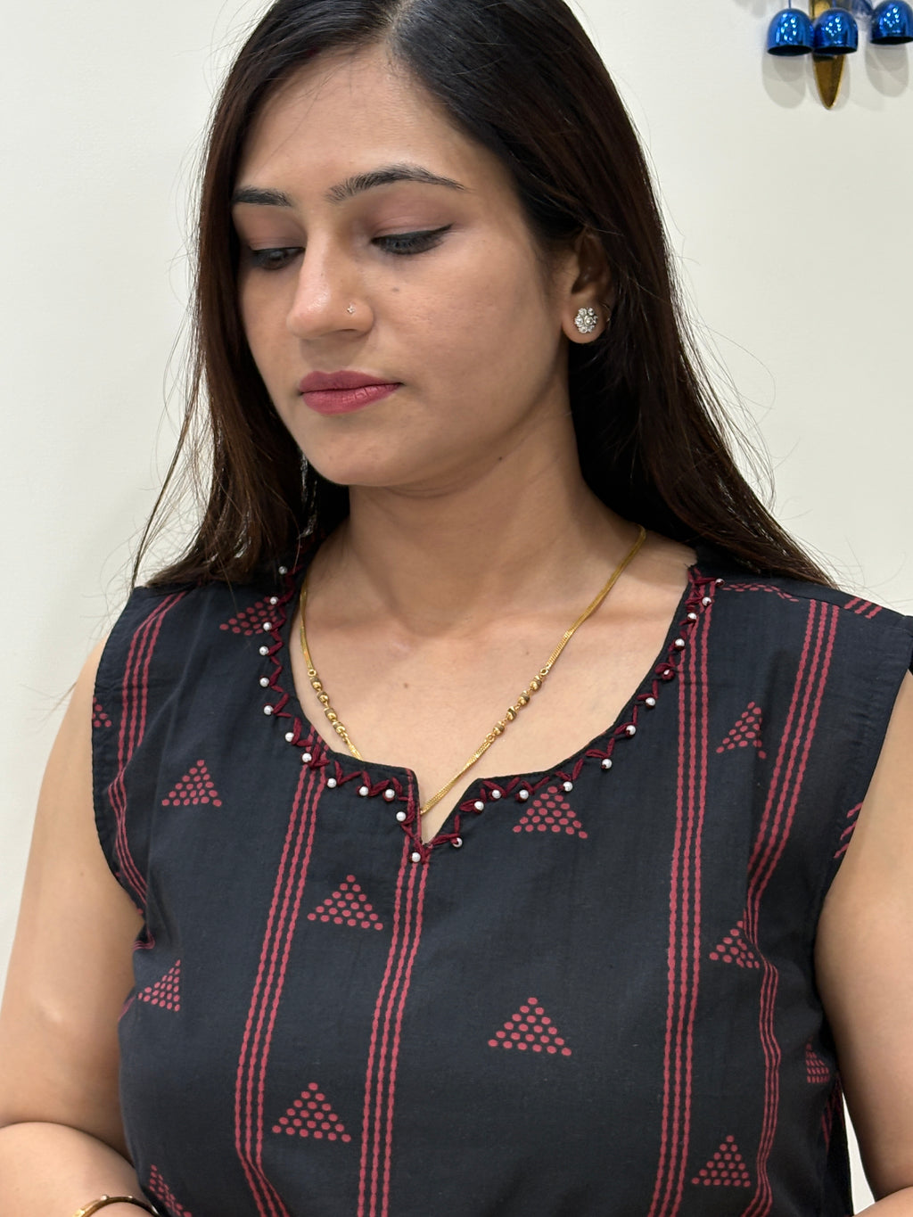 Women's Black Printed Co-Ord Set | Sleeveless Kurta & Palazzo Set | Rangriti House