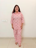 Women's Pink Heart Print Cotton Suit Set | Comfortable Lounge Wear for Women | Rangriti House