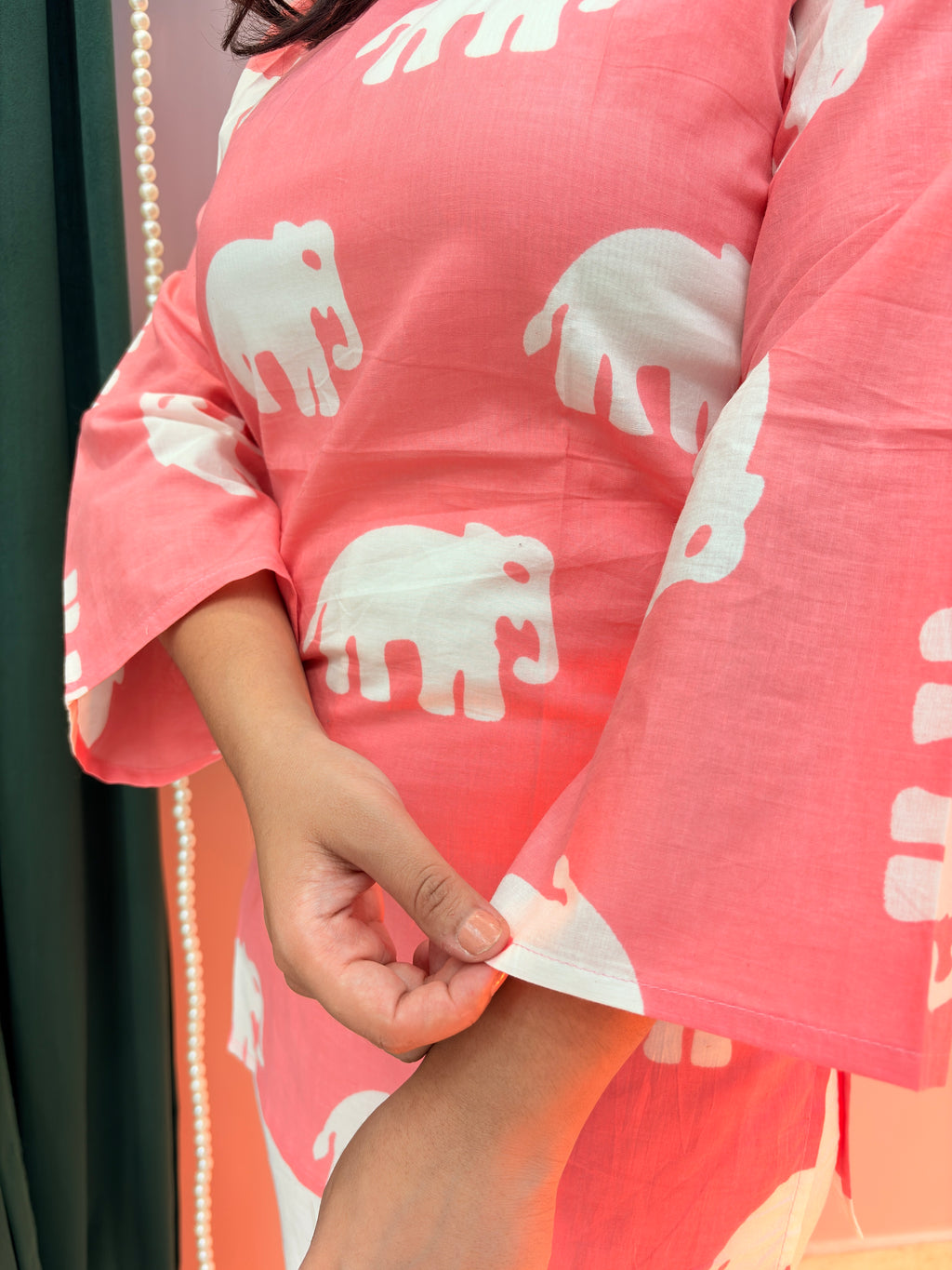 Blush Pink Elephant Print Cotton Top