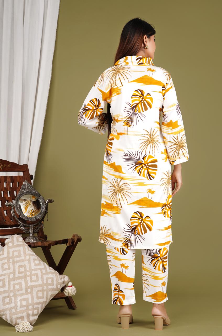 Sunshine Floral Printed Kurta Set – Yellow