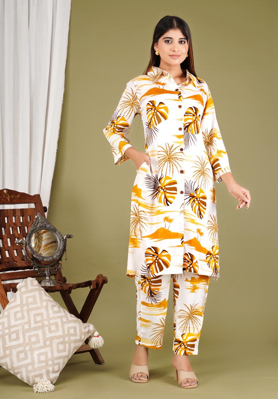 Sunshine Floral Printed Kurta Set – Yellow