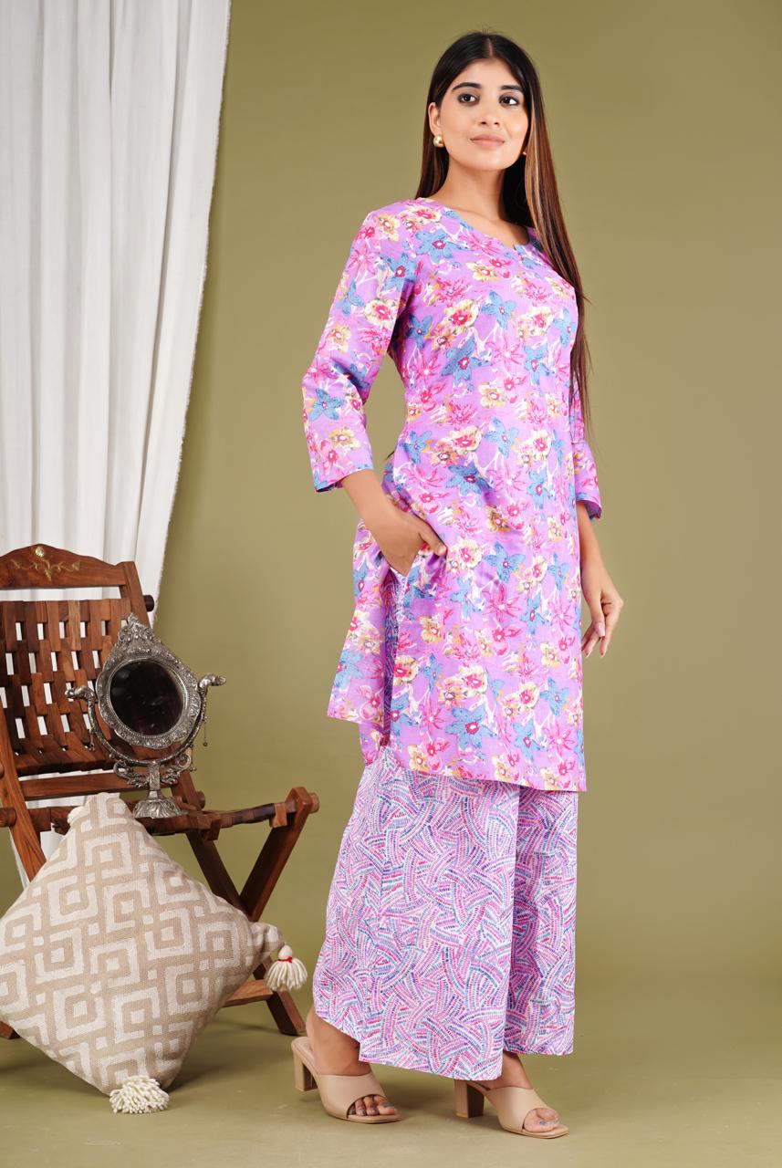 Soft Floral Pastel Printed Kurta Set