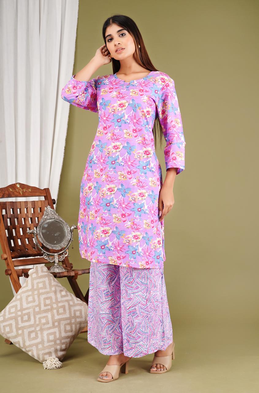 Soft Floral Pastel Printed Kurta Set