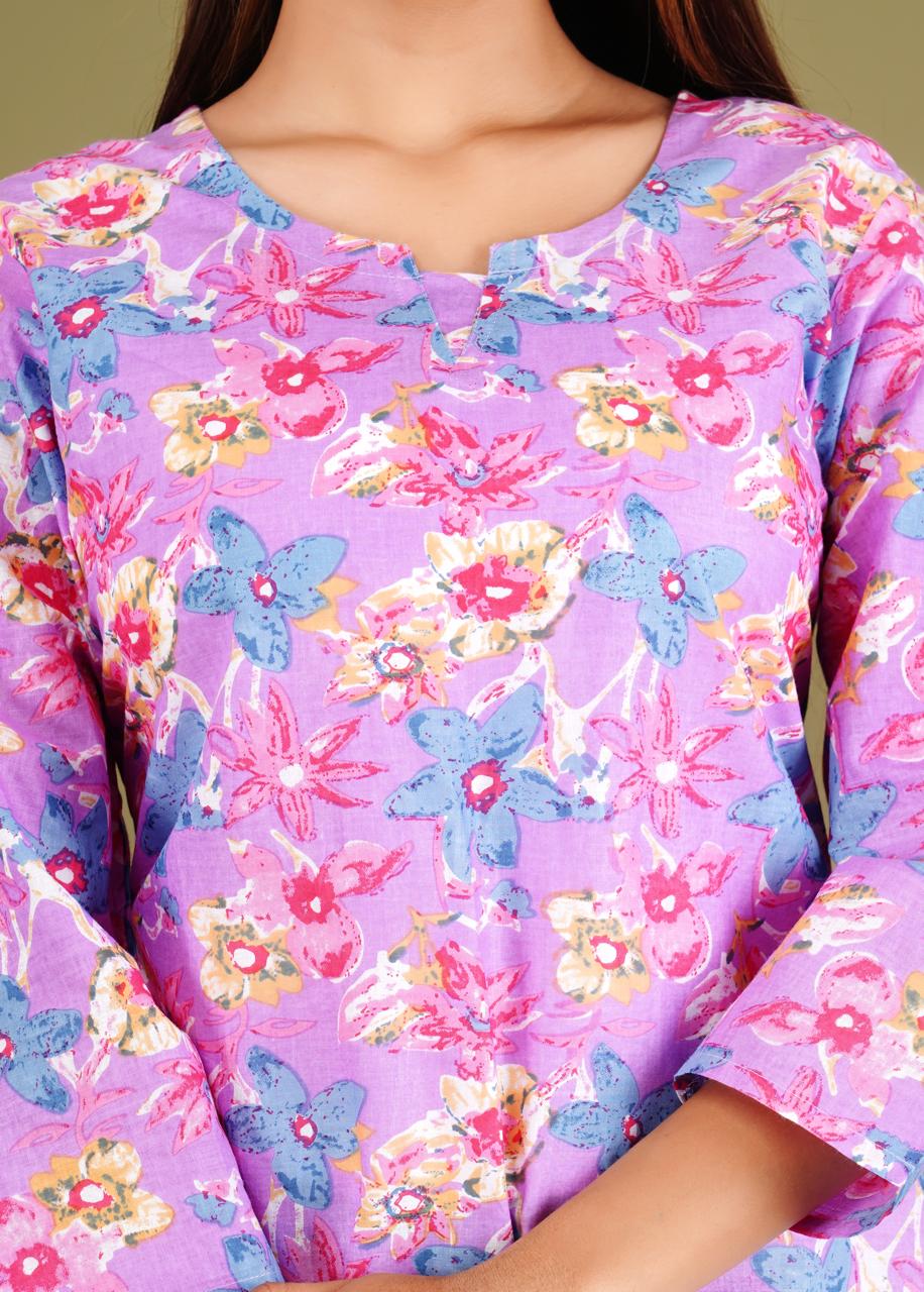 Soft Floral Pastel Printed Kurta Set