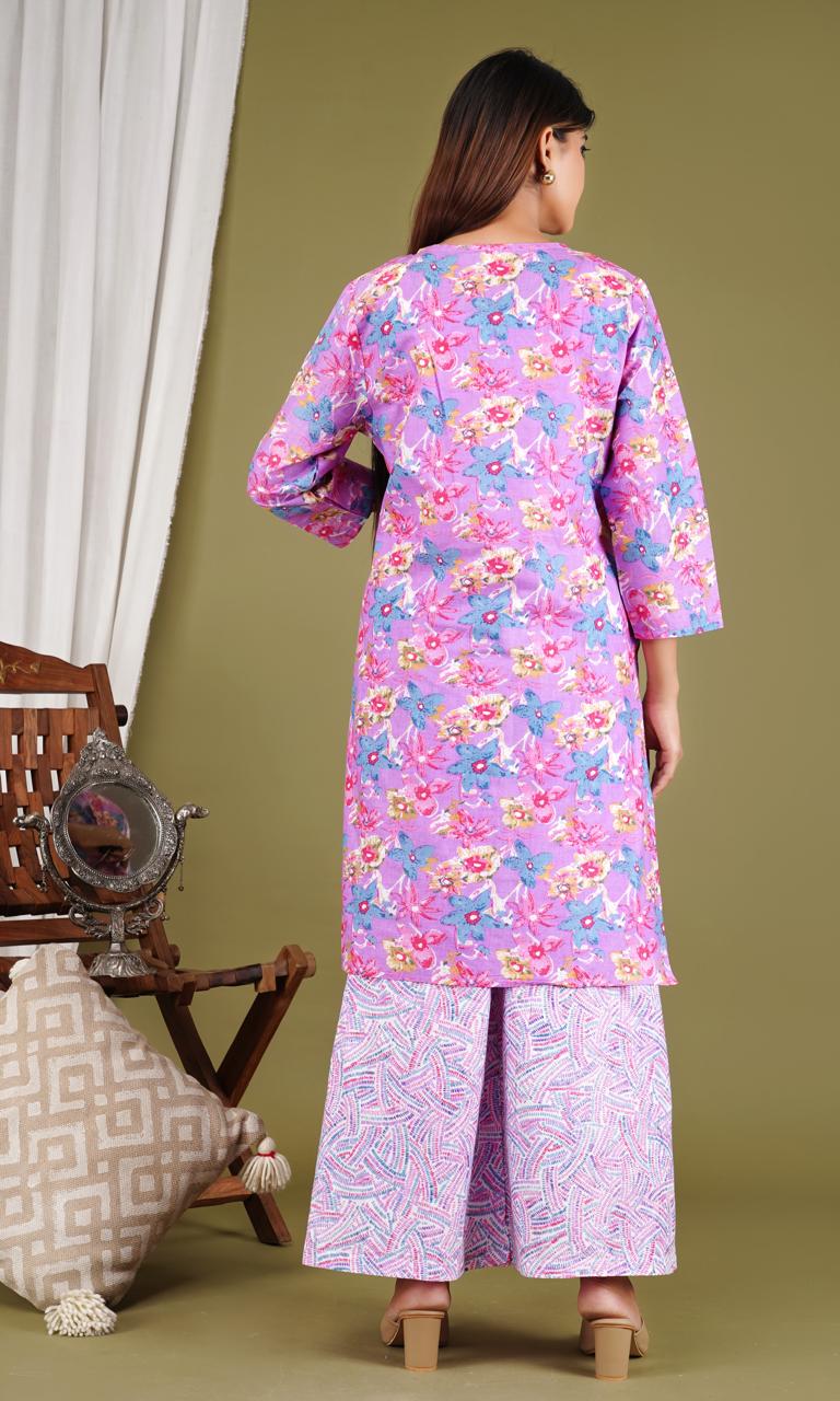 Soft Floral Pastel Printed Kurta Set