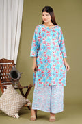 Elegant Floral Kurta Set with Printed Pants – Women’s Ethnic Wear