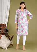 Elegant Floral Kurta Set with Printed Pants – Women’s Ethnic Wear