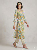 Elegant Floral Kurta Set with Printed Pants – Women’s Ethnic Wear