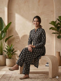 Elegant Black Floral Kurta Set with Printed Pants – Women’s Ethnic Wear